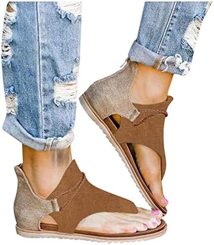 hengfeny Flip Flop Sandalet Kadınlar için, Bayan Düz Rahat Yaz Kristal Sandalet Terlik Rahat Plaj Roma Sandalet Ayakkabı
