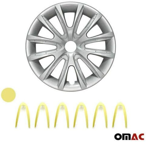 Honda Accord Gri ve Sarı 4 adet için OMAC 16 inç Jant kapağı. Jant Kapağı-Göbek Kapakları-Araba Lastiği Dış Değişimi