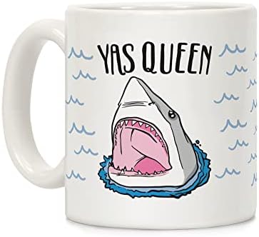 LookHUMAN Yas Kraliçe Köpekbalığı Beyaz 11 Ons Seramik Kahve Kupa