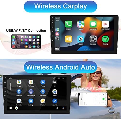 Çift Din Araba Stereo ile Kablosuz Apple Carplay ve Android Oto, 2G 32G Araba Radyo Alıcısı 10.1 İnç Android Dokunmatik Ekran ile GPS