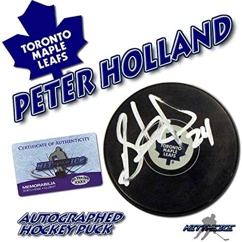 PETER HOLLAND, TORONTO MAPLE LEAFS Diskini COA YENİ 3 ile İmzaladı - İmzalı NHL Diskleri