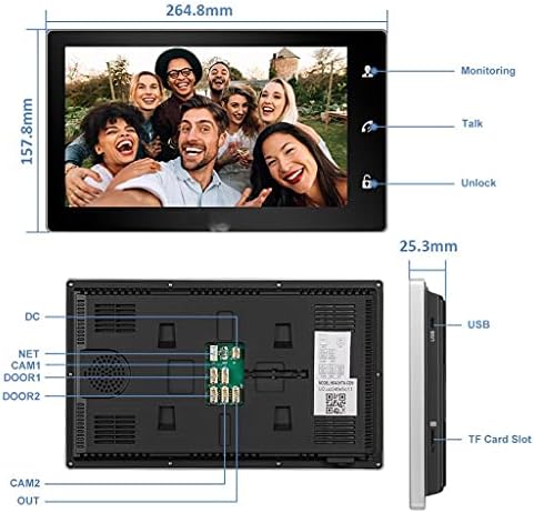 ZLXDP 10 İnç Akıllı IP Video Kapı Zili İnterkom Sistemi, 1 Xtouch Ekran Monitör ile 1x720 P Kablolu Kapı Telefonu Kamera
