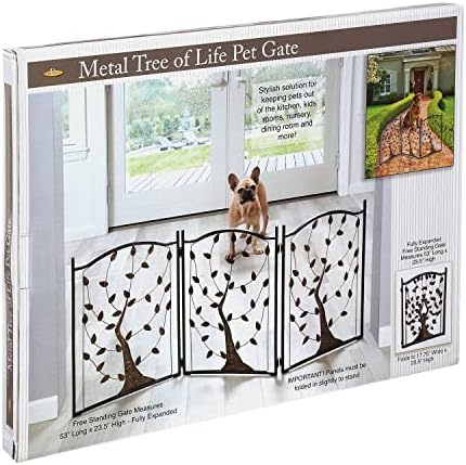 ETNA 3 Panel Katlanabilir Köpek Kapısı Bağlantısız Köpek Kapıları Ev Bağlantısız Evcil Hayvan Kapısı Metal Üç Katlı Hayat Ağacı Köpek