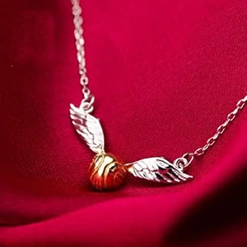 EOVE Ayar Gümüş Quidditch Sevimli Altın Kaplama Uçan Altın Snitch Kolye Kolye Hediye Kadınlar Kız için