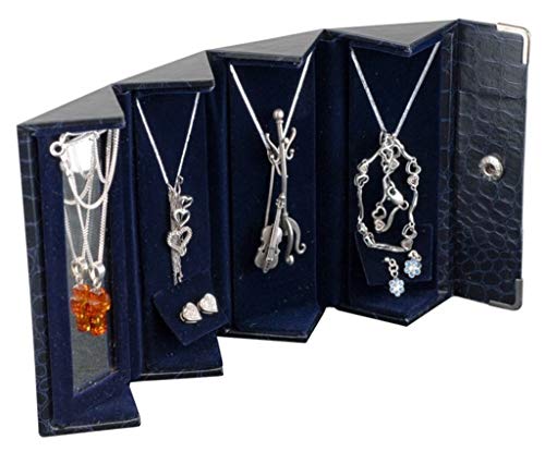 Polart travel Jewelry Organizer Case-Küpe, Kolye, Bilezik, Yüzük, Siyah, 12'li Set için Aynalı Taşınabilir Mücevher Saklama Kutusu