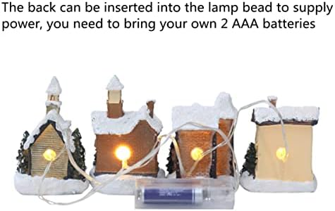 KOQIO Güzel LED Işıklı Noel Köy Evleri Seti, el-Boyalı Noel Süsleri Masaüstü Süs Noel Ağacı ve Pil Kutusu ile Kız Hediyeler için