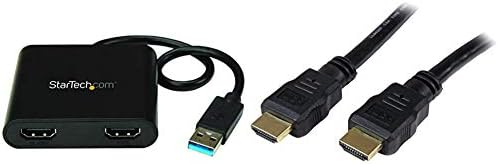StarTech.com 1x USB 3.0'dan Çift HDMI Adaptörüne - 4K 30Hz - Windows (USB32HD2) 2x2m Yüksek Hızlı HDMI Kablolarla Paket-UHD 4k x 2k