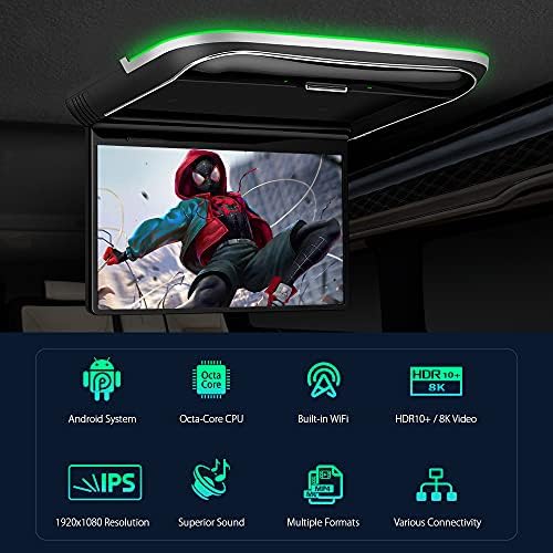 XTRONS Android Araba Tepegöz Oyuncu Dahili Stereo Hoparlörler ile 12.5 inç FHD Geniş IPS Ekran Araba Çatı Montaj Monitörü Tepegöz Araba