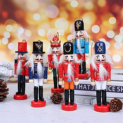 Hileyu 6 Parça Fındıkkıran Asker Noel Süslemeleri 12 cm Ahşap Asker Noel Fındıkkıran Süs Asker Kukla için Noel Ağacı, Noel Süslemeleri