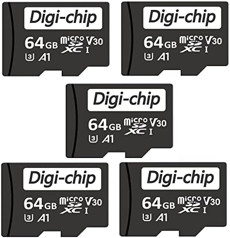 Hafıza Kartı Çoklu Paket 64GB Micro SD Hafıza Kartı x 5 Sınıf 10 UHS - 1 U3 Mikro SDXC 5 Paket Çoklu Digi-Chip Yüksek Hızlı 90 mb /