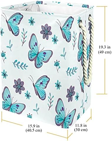 Kulplu çamaşır sepeti Su Geçirmez Katlanabilir çamaşır sepeti eşya kutuları Çocuk Odası ev düzenleyici Mavi Kelebekler Söğüt Çiçekleri