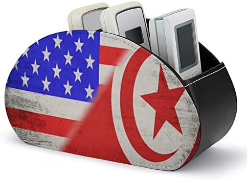 Bayrakları ABD ve Tunus Uzaktan Kumanda Tutucu deri masa üstü düzenleyici Organizatör Ofis Malzemeleri için Uzaktan Kumanda