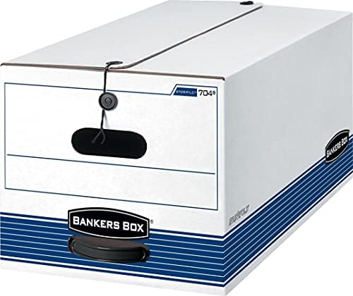 Bankacılar Kutusu 0070503 STOR / Dosya Saklama Kutusu, Yasal, Dize ve Düğme, Beyaz / Mavi, 4 / Karton