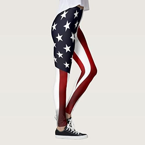 4 temmuz Yüksek Belli Tayt Kadınlar için ABD Bayrağı Yoga Egzersiz Tayt Ultra Yumuşak Fırçalanmış Sıkı Egzersiz fitness pantolonları