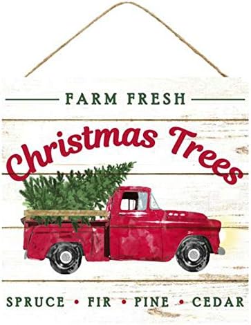 Craig Bachman 10 Ahşap İşareti: Çiftlik Taze Noel Ağaçları yılbaşı dekoru Vintage Kırmızı Kamyon Duvar veya Kapı Askısı AP8343