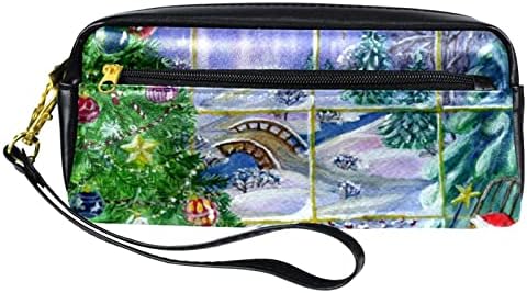 TBOUOBT Makyaj Çantası Seyahat kozmetik Çantası Kılıfı Çanta Çanta Fermuarlı, Noel Retro Ağacı Gece