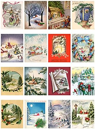 Dekupaj Kağıt Paketi (21 Yaprak 6x 8) Noel Sahne FLONZ Vintage Tarzı Noel Resimleri Kartları Dekupaj, El Sanatları ve Scrapbooking