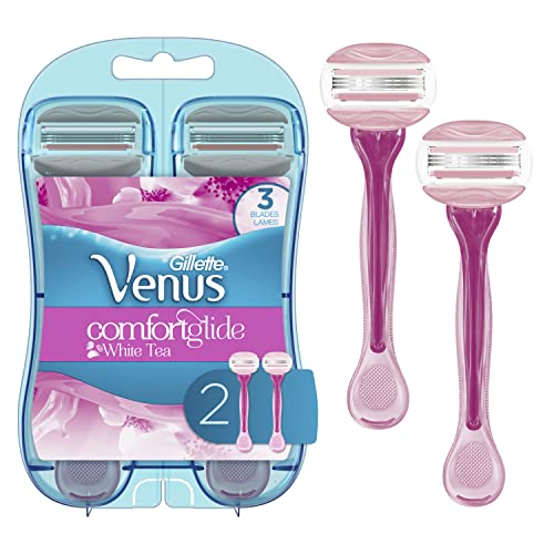 Gillette Venus ComfortGlide Tek Kullanımlık Jilet Kadınlar için, 2 Adet, Beyaz Çay Kokulu Nem Çubukları Pürüzsüz bir Tıraş için